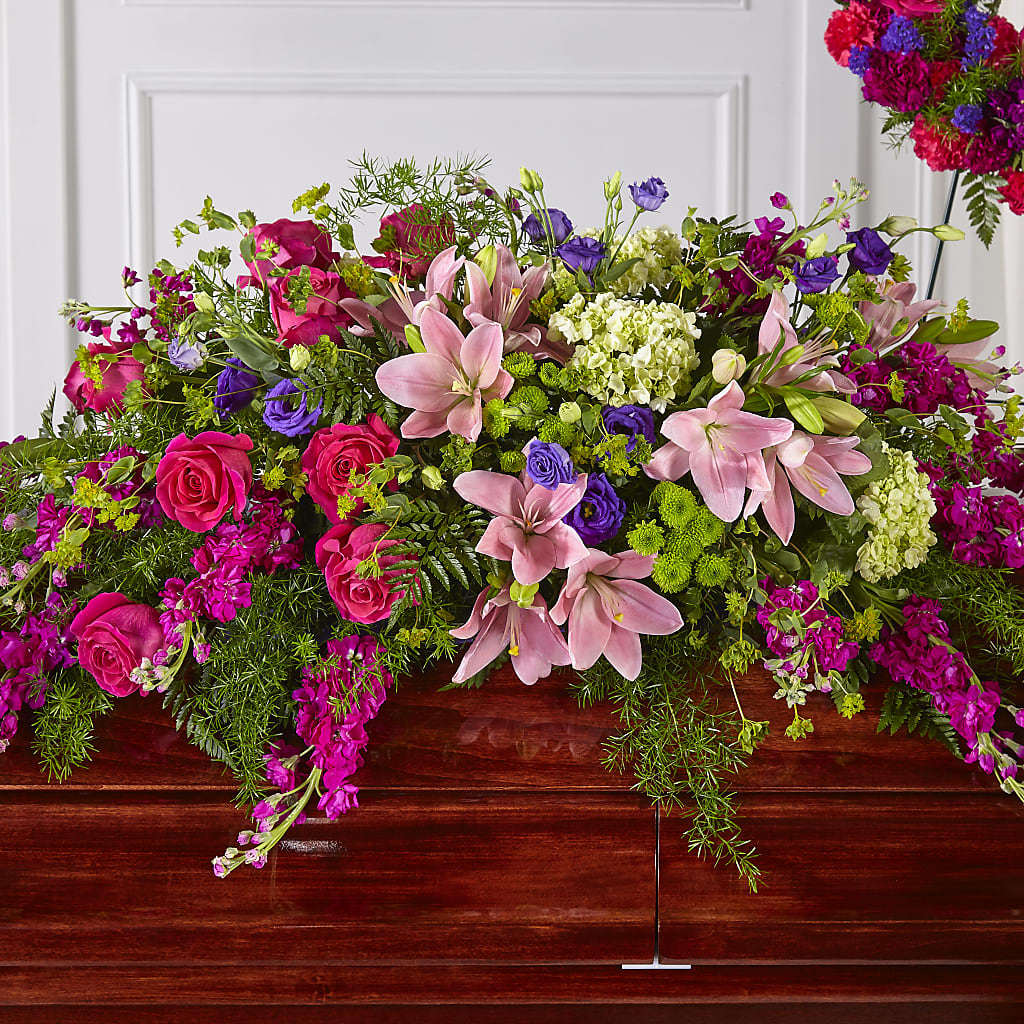 Radiant Tribute Casket Spray – SANTINA'S FLOWERS & GIFTS, Fairbanks AK