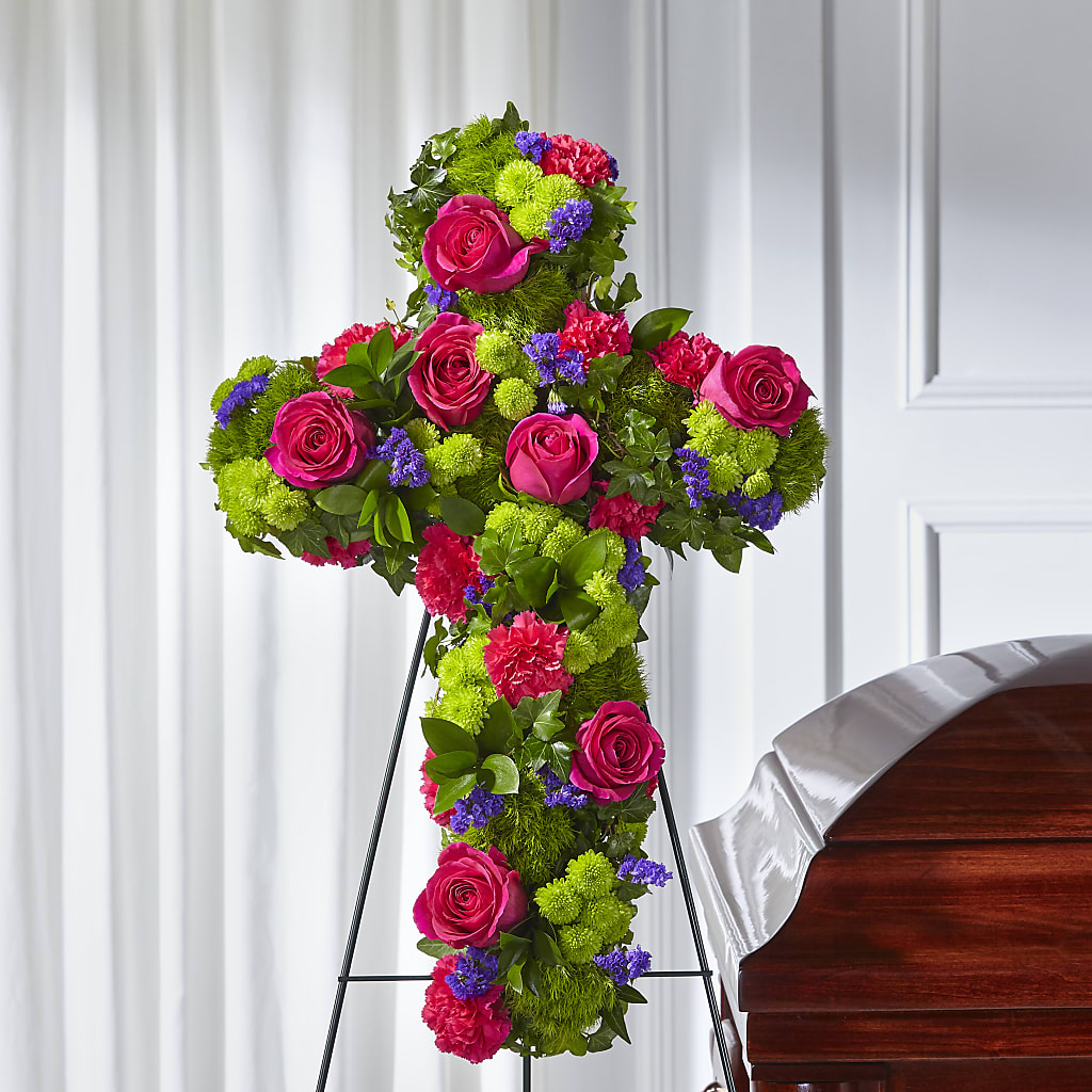 Tribute Rose Floral Cross – SANTINA'S FLOWERS & GIFTS, Fairbanks AK