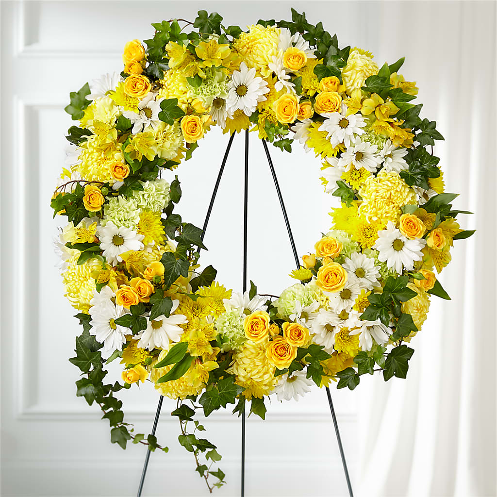 Golden Remembrance Wreath – SANTINA'S FLOWERS & GIFTS, Fairbanks AK