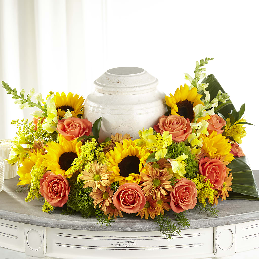 Faithful Sunflower Cremation Adornment – SANTINA'S FLOWERS & GIFTS, Fairbanks AK
